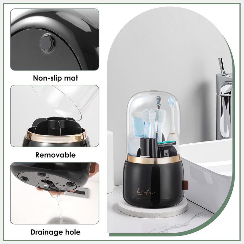 Forest Angle Toothbrush Holders for Bathrooms,Rotating 7-Slot with Cover and Draining Water,Kids Electric Toothbrush Holder and Toothpaste Stand Storage for Bathroom Accessories Counter Organizer Vanity - Image 4